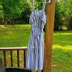 Jumpsuit Pants White with Blue Ruffle Top Tanktop